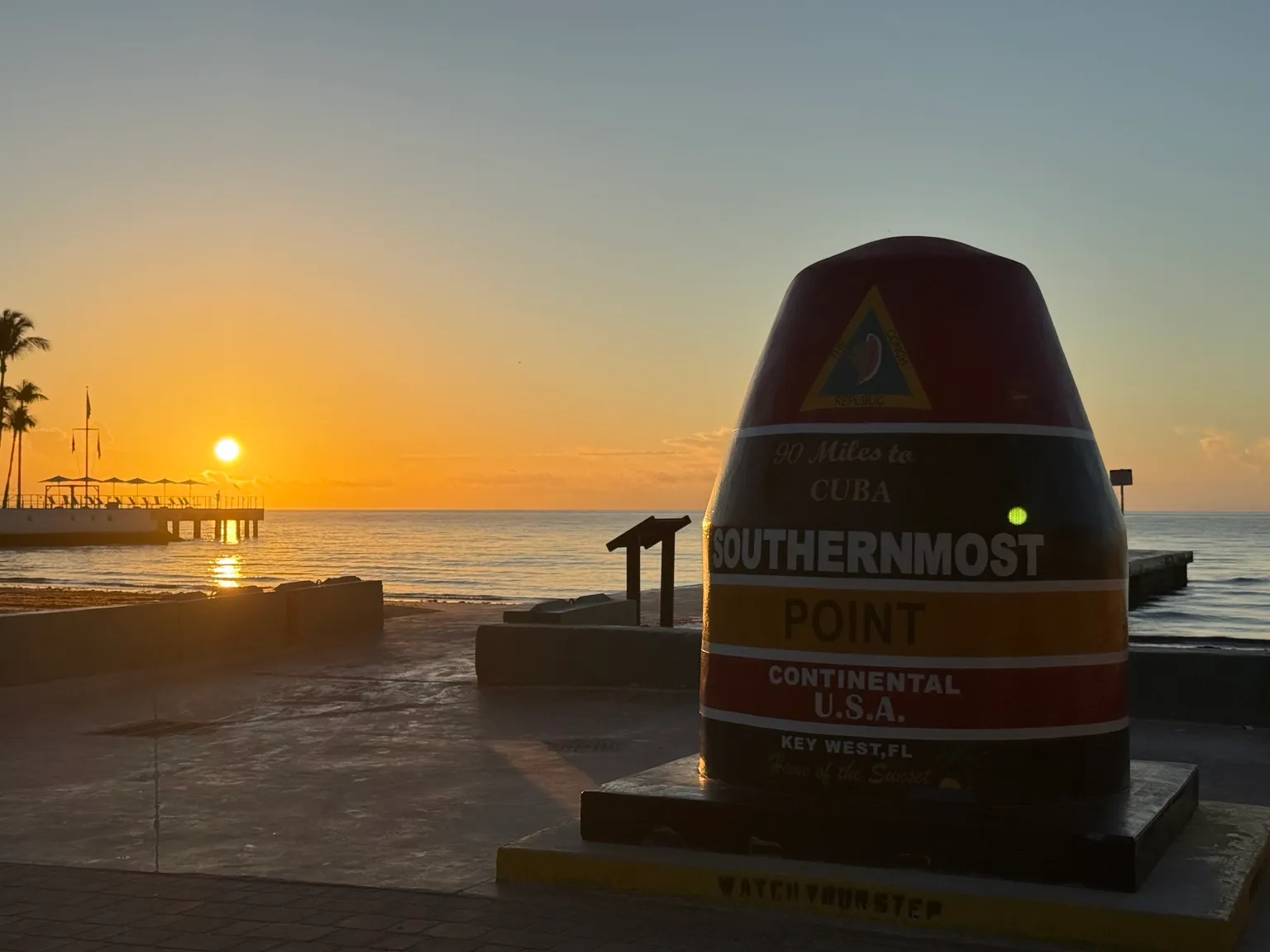 The Southernmost Point buoy at sunrise